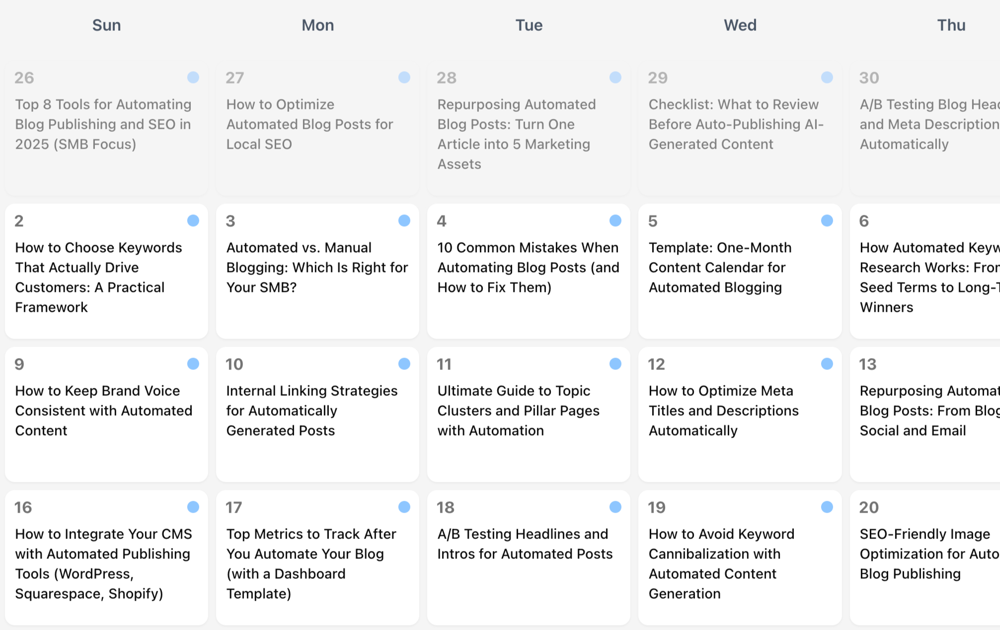 Content Calendar Screenshot